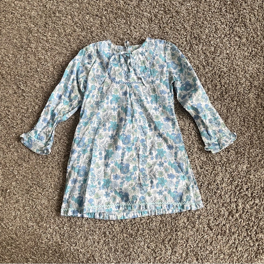 Toddler Baby Girls Papo d'Anjo Long Sleeve Dress Floral Prairie Cottage Size 3*